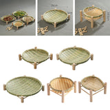 Maxbell Bamboo Woven Basket Tray Round Storage Tray for Vegetables Breakfast Cabinet 22cm Green
