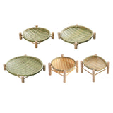 Maxbell Bamboo Woven Basket Tray Round Storage Tray for Vegetables Breakfast Cabinet 22cm Green