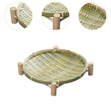 Maxbell Bamboo Woven Basket Tray Round Storage Tray for Vegetables Breakfast Cabinet 26cm Green