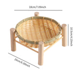 Maxbell Bamboo Woven Basket Tray Round Storage Tray for Vegetables Breakfast Cabinet 18cm Wood