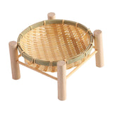 Maxbell Bamboo Woven Basket Tray Round Storage Tray for Vegetables Breakfast Cabinet 18cm Wood