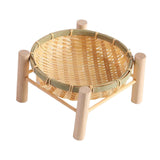 Maxbell Bamboo Woven Basket Tray Round Storage Tray for Vegetables Breakfast Cabinet 18cm Wood