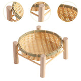 Maxbell Bamboo Woven Basket Tray Round Storage Tray for Vegetables Breakfast Cabinet 18cm Wood