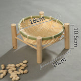 Maxbell Bamboo Woven Basket Tray Round Storage Tray for Vegetables Breakfast Cabinet 18cm Wood