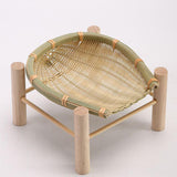 Maxbell Bamboo Woven Basket Tray Round Storage Tray for Vegetables Breakfast Cabinet 16cm Wood