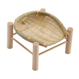 Maxbell Bamboo Woven Basket Tray Round Storage Tray for Vegetables Breakfast Cabinet 16cm Wood