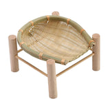 Maxbell Bamboo Woven Basket Tray Round Storage Tray for Vegetables Breakfast Cabinet 16cm Wood