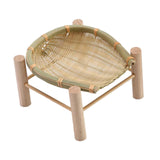 Maxbell Bamboo Woven Basket Tray Round Storage Tray for Vegetables Breakfast Cabinet 16cm Wood