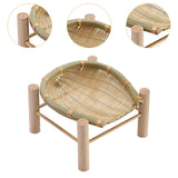 Maxbell Bamboo Woven Basket Tray Round Storage Tray for Vegetables Breakfast Cabinet 16cm Wood
