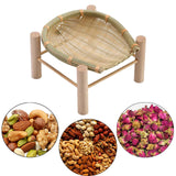 Maxbell Bamboo Woven Basket Tray Round Storage Tray for Vegetables Breakfast Cabinet 16cm Wood