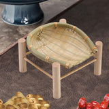 Maxbell Bamboo Woven Basket Tray Round Storage Tray for Vegetables Breakfast Cabinet 16cm Wood