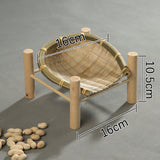 Maxbell Bamboo Woven Basket Tray Round Storage Tray for Vegetables Breakfast Cabinet 16cm Wood