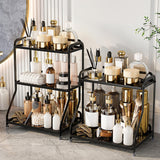 Maxbell Bathroom Countertop Organizer Perfume Tray for Dressing Table Bedroom Makeup 2 Layer Black