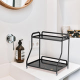 Maxbell Bathroom Countertop Organizer Perfume Tray for Dressing Table Bedroom Makeup 2 Layer Black