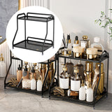 Maxbell Bathroom Countertop Organizer Perfume Tray for Dressing Table Bedroom Makeup 2 Layer Black