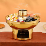 Maxbell Chinese Small Hot Pot Portable Stainless Steel Hotpot for Camp Hotel 22cm gold