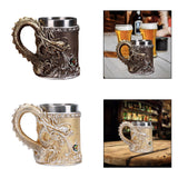 Maxbell Beer Mug Embossed with Handle Drinkware Drinking Mug for Travel Office Party bronze