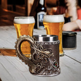 Maxbell Beer Mug Embossed with Handle Drinkware Drinking Mug for Travel Office Party bronze