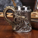 Maxbell Beer Mug Embossed with Handle Drinkware Drinking Mug for Travel Office Party bronze