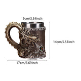 Maxbell Beer Mug Embossed with Handle Drinkware Drinking Mug for Travel Office Party bronze