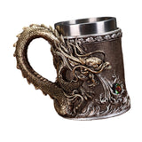 Maxbell Beer Mug Embossed with Handle Drinkware Drinking Mug for Travel Office Party bronze