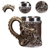 Maxbell Beer Mug Embossed with Handle Drinkware Drinking Mug for Travel Office Party bronze