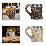 Maxbell Beer Mug Embossed with Handle Drinkware Drinking Mug for Travel Office Party bronze