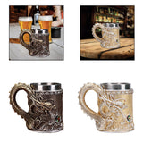 Maxbell Beer Mug Embossed with Handle Drinkware Drinking Mug for Travel Office Party bronze
