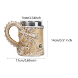 Maxbell Beer Mug Embossed with Handle Drinkware Drinking Mug for Travel Office Party gold