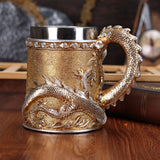 Maxbell Beer Mug Embossed with Handle Drinkware Drinking Mug for Travel Office Party gold