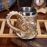 Maxbell Beer Mug Embossed with Handle Drinkware Drinking Mug for Travel Office Party gold
