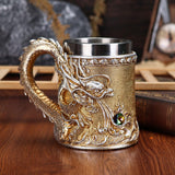 Maxbell Beer Mug Embossed with Handle Drinkware Drinking Mug for Travel Office Party gold