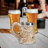 Maxbell Beer Mug Embossed with Handle Drinkware Drinking Mug for Travel Office Party gold