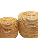 Maxbell Hand Storage Basket with Cover Rattan Woven Basket for Tea Candy Snack S