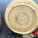 Maxbell Hand Storage Basket with Cover Rattan Woven Basket for Tea Candy Snack S