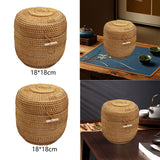 Maxbell Hand Storage Basket with Cover Rattan Woven Basket for Tea Candy Snack S