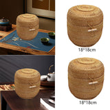 Maxbell Hand Storage Basket with Cover Rattan Woven Basket for Tea Candy Snack S
