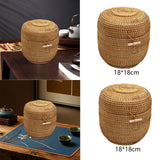 Maxbell Hand Storage Basket with Cover Rattan Woven Basket for Tea Candy Snack S
