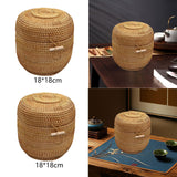 Maxbell Hand Storage Basket with Cover Rattan Woven Basket for Tea Candy Snack S