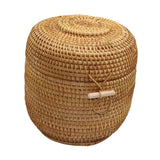 Maxbell Hand Storage Basket with Cover Rattan Woven Basket for Tea Candy Snack S