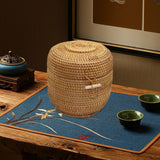 Maxbell Hand Storage Basket with Cover Rattan Woven Basket for Tea Candy Snack S