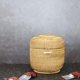 Maxbell Hand Storage Basket with Cover Rattan Woven Basket for Tea Candy Snack S