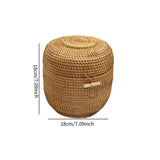 Maxbell Hand Storage Basket with Cover Rattan Woven Basket for Tea Candy Snack S