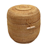 Maxbell Hand Storage Basket with Cover Rattan Woven Basket for Tea Candy Snack S