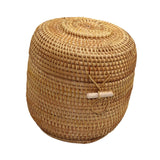 Maxbell Hand Storage Basket with Cover Rattan Woven Basket for Tea Candy Snack S