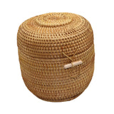 Maxbell Hand Storage Basket with Cover Rattan Woven Basket for Tea Candy Snack S
