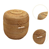 Maxbell Hand Storage Basket with Cover Rattan Woven Basket for Tea Candy Snack S