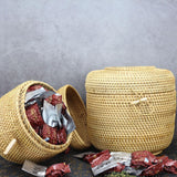 Maxbell Hand Storage Basket with Cover Rattan Woven Basket for Tea Candy Snack S