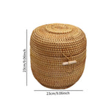 Maxbell Hand Storage Basket with Cover Rattan Woven Basket for Tea Candy Snack L