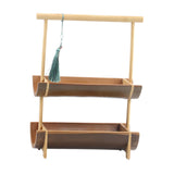 Maxbell Bamboo Portable Holder Vintage Serving Platter for Countertop Dining Kitchen 2 tier